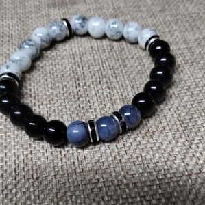 Men's marbleized glass beaded bracelet